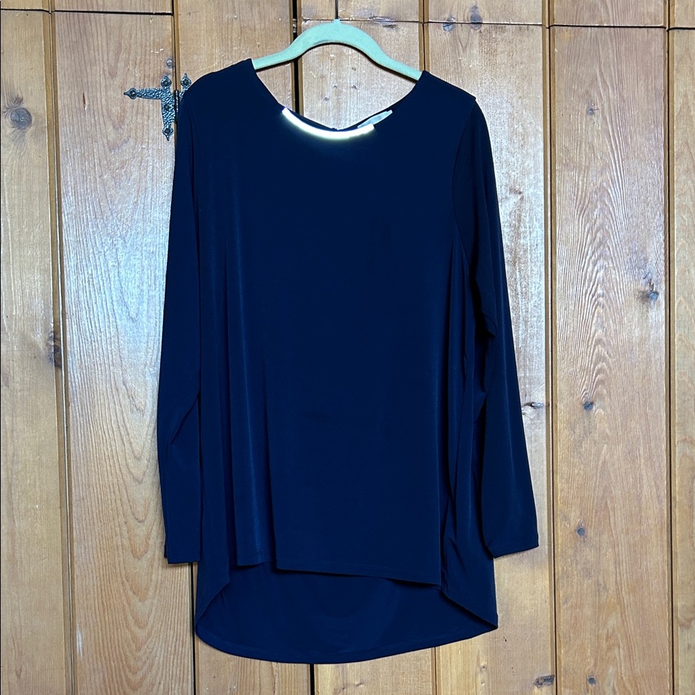 Michael Kors Navy Long Sleeve Top with Silver Bar